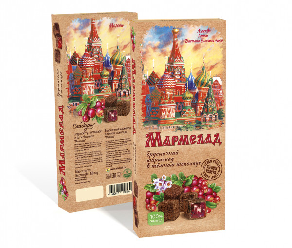 №2 Сладарт Мармелад Брусничный в тёмном шоколаде, 150г   в Кстове
