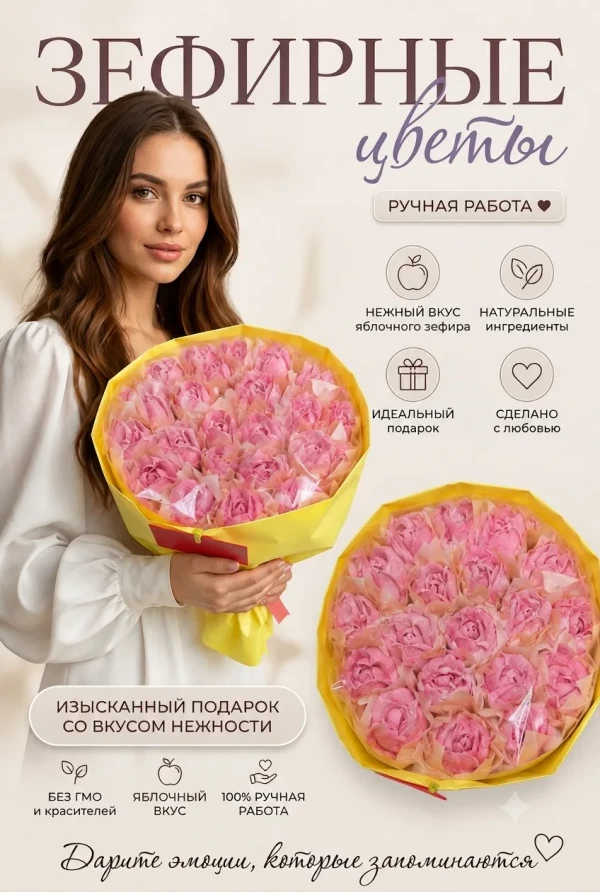 №1 Букет Зефирный Размер XL розовый,350г в Кстове