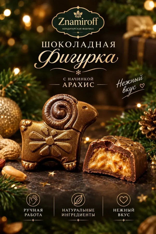 №1 Шоколад фигурный "Баран-таран" молочный шоколад с арахисовой начинкой (блок 5шт по 70г) в Кстове