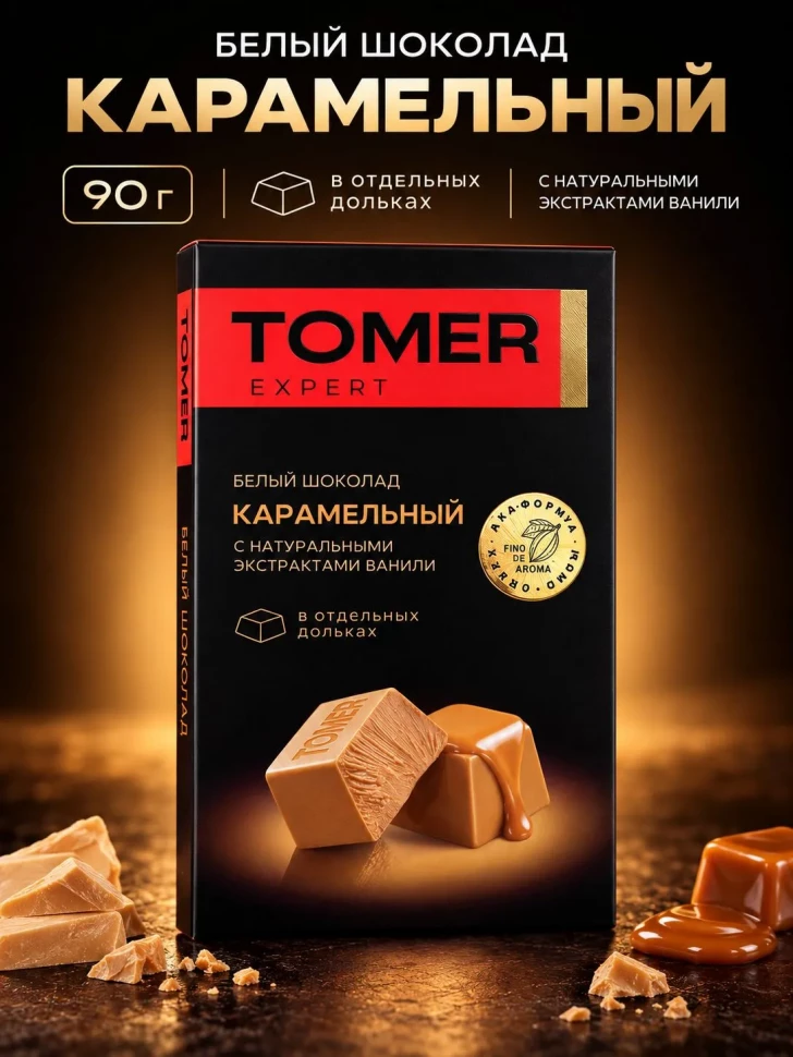  Фабрика Томер  Белый шоколад КАРАМЕЛЬНЫЙ, 90г  в Кстове