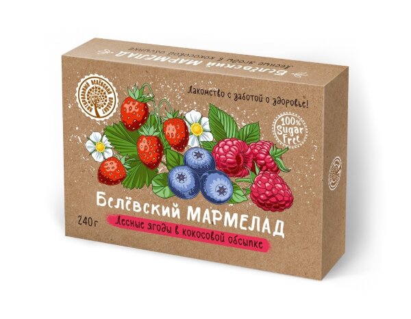№2 Мармелад белевский на фруктозе 240г "ЛЕСНЫЕ ЯГОДЫ"  в Кстове